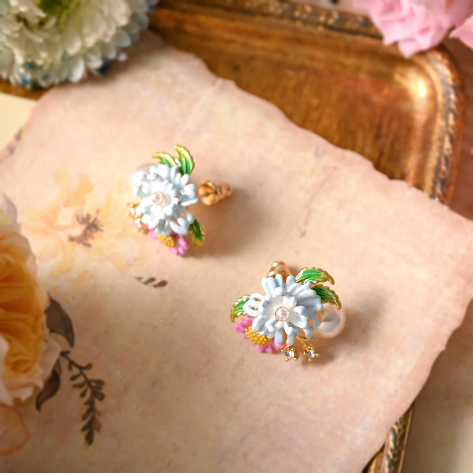 Daisy Pearl Stud Earrings sold by Selenichast product image thumbnail 3