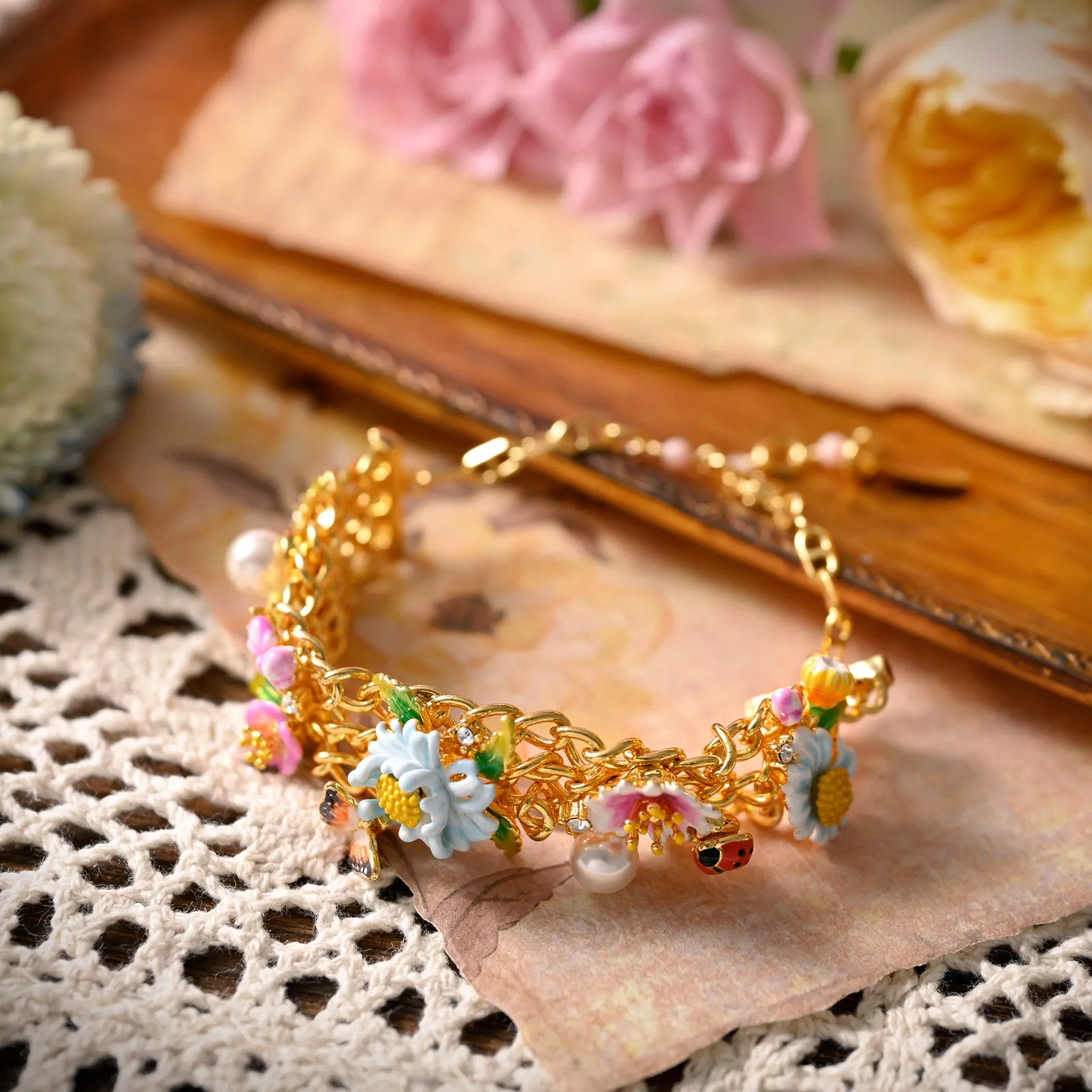 Ladybug Butterfly Daisy Bracelet sold by Selenichast product image thumbnail 3