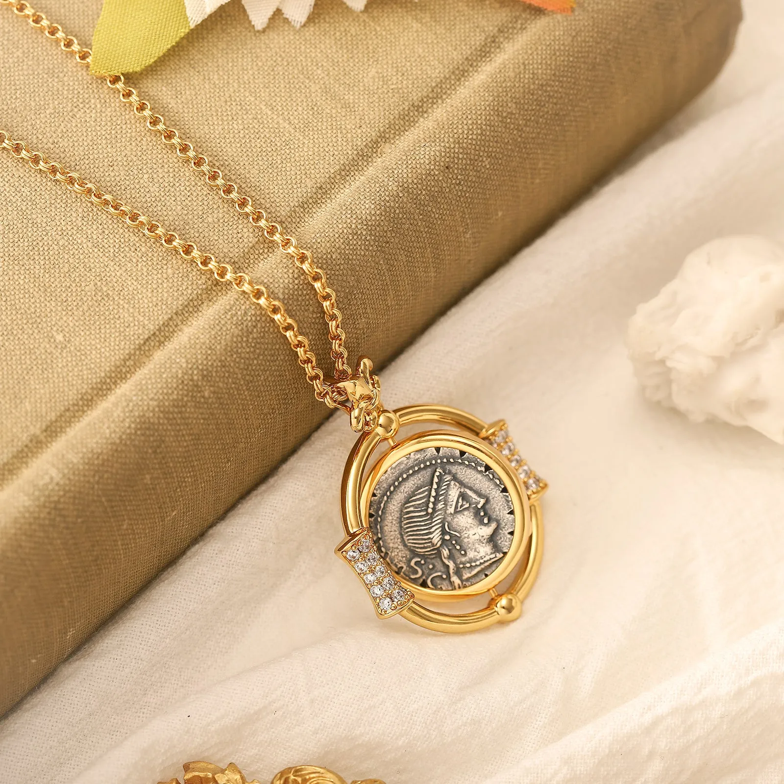 Vintage Roman Coin Necklace sold by Selenichast product image thumbnail 4