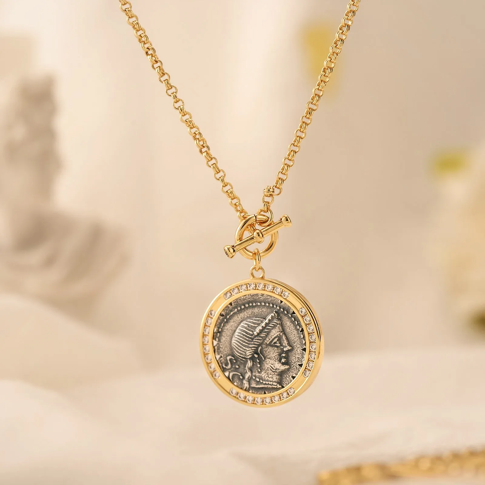 Vintage Roman Coin Necklace sold by Selenichast product image thumbnail 4