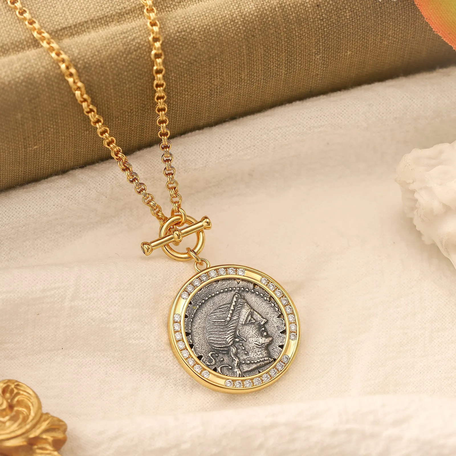 Vintage Roman Coin Necklace sold by Selenichast product image thumbnail 5