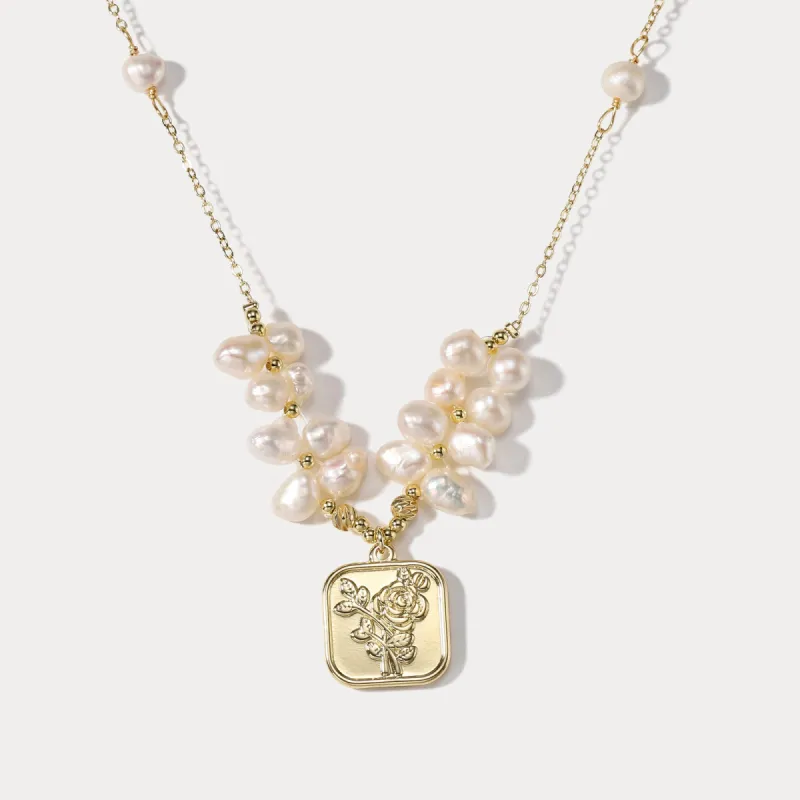 Gold Rose Necklace sold by Selenichast