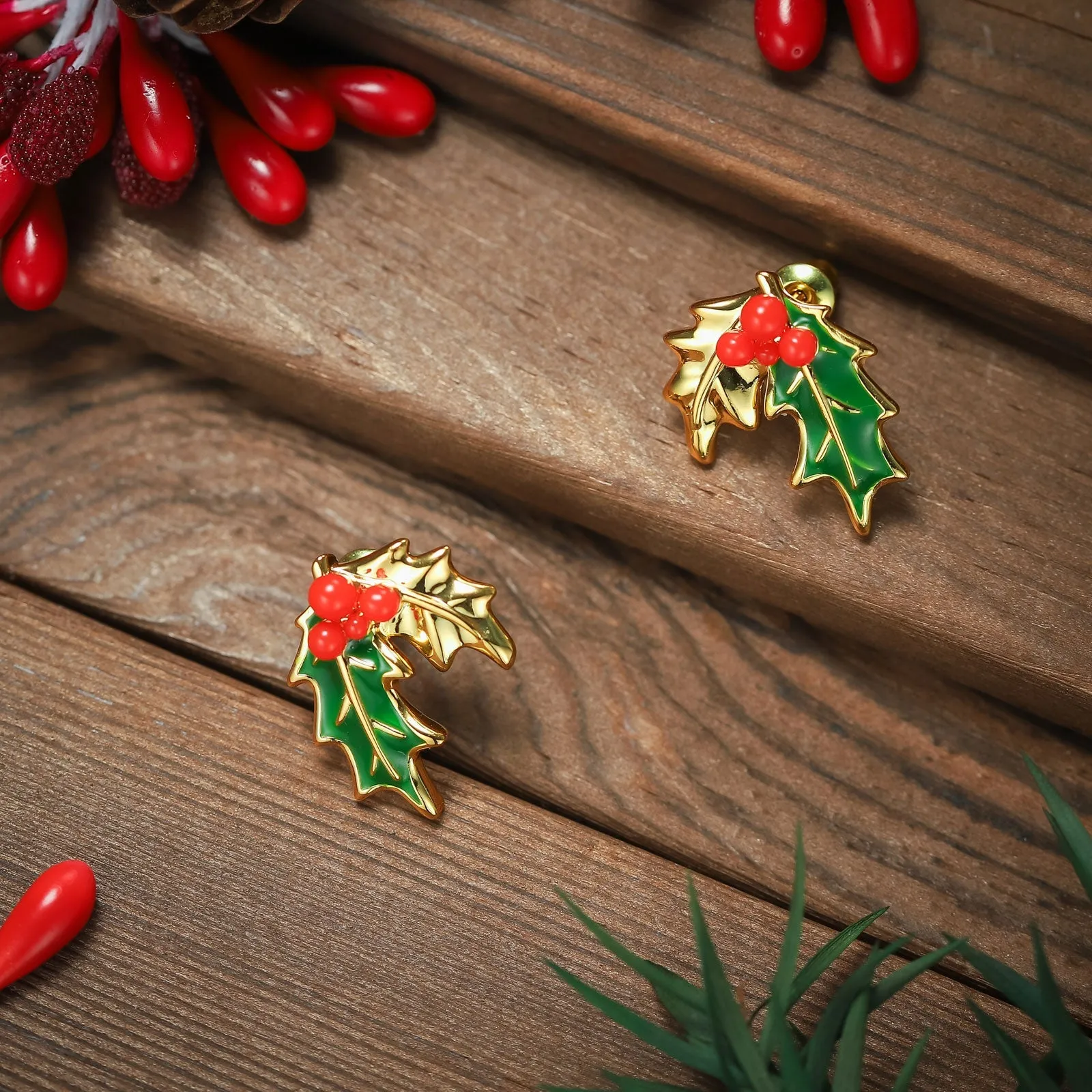 Merry Christmas Holly Earrings sold by Selenichast product image thumbnail 5