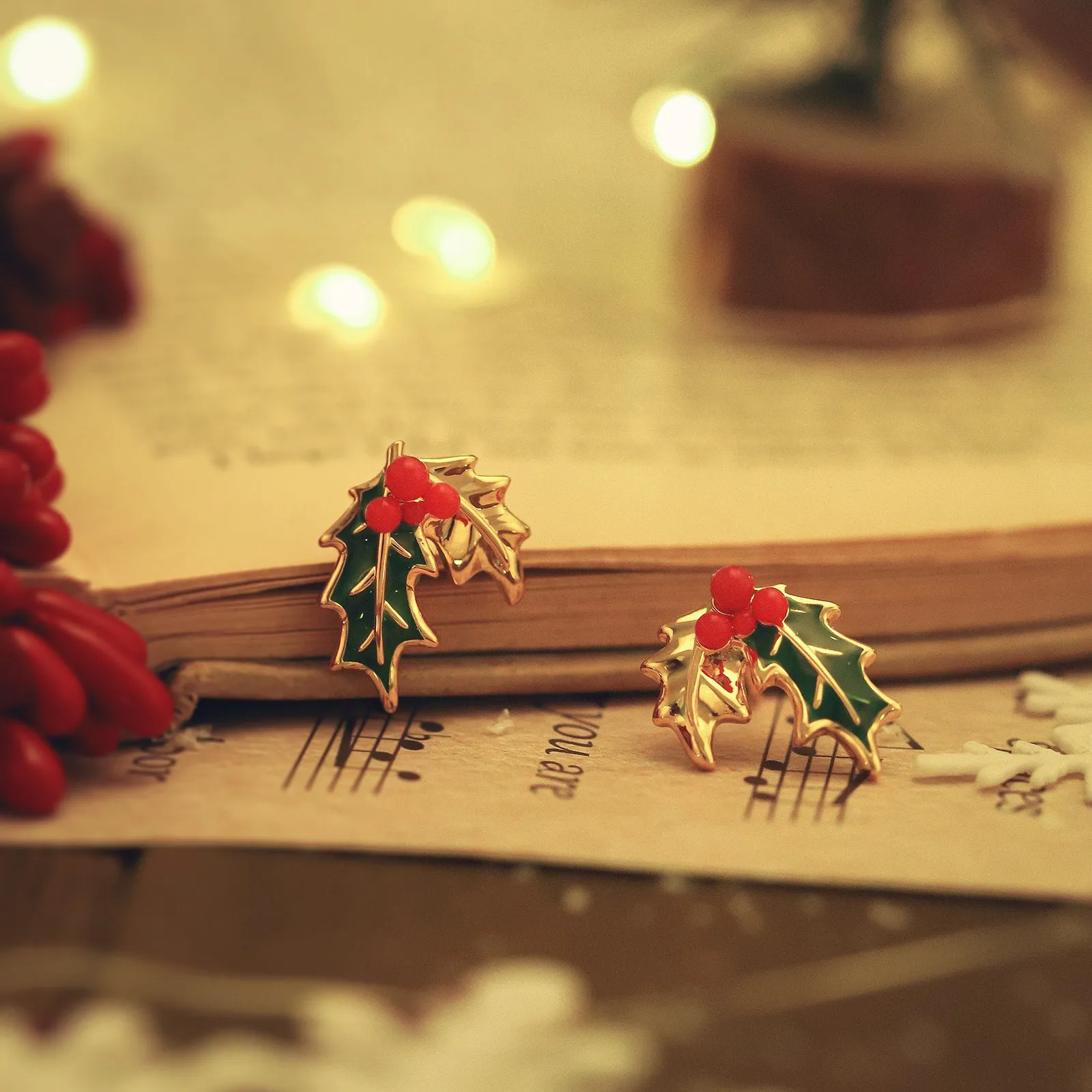 Merry Christmas Holly Earrings sold by Selenichast product image thumbnail 2