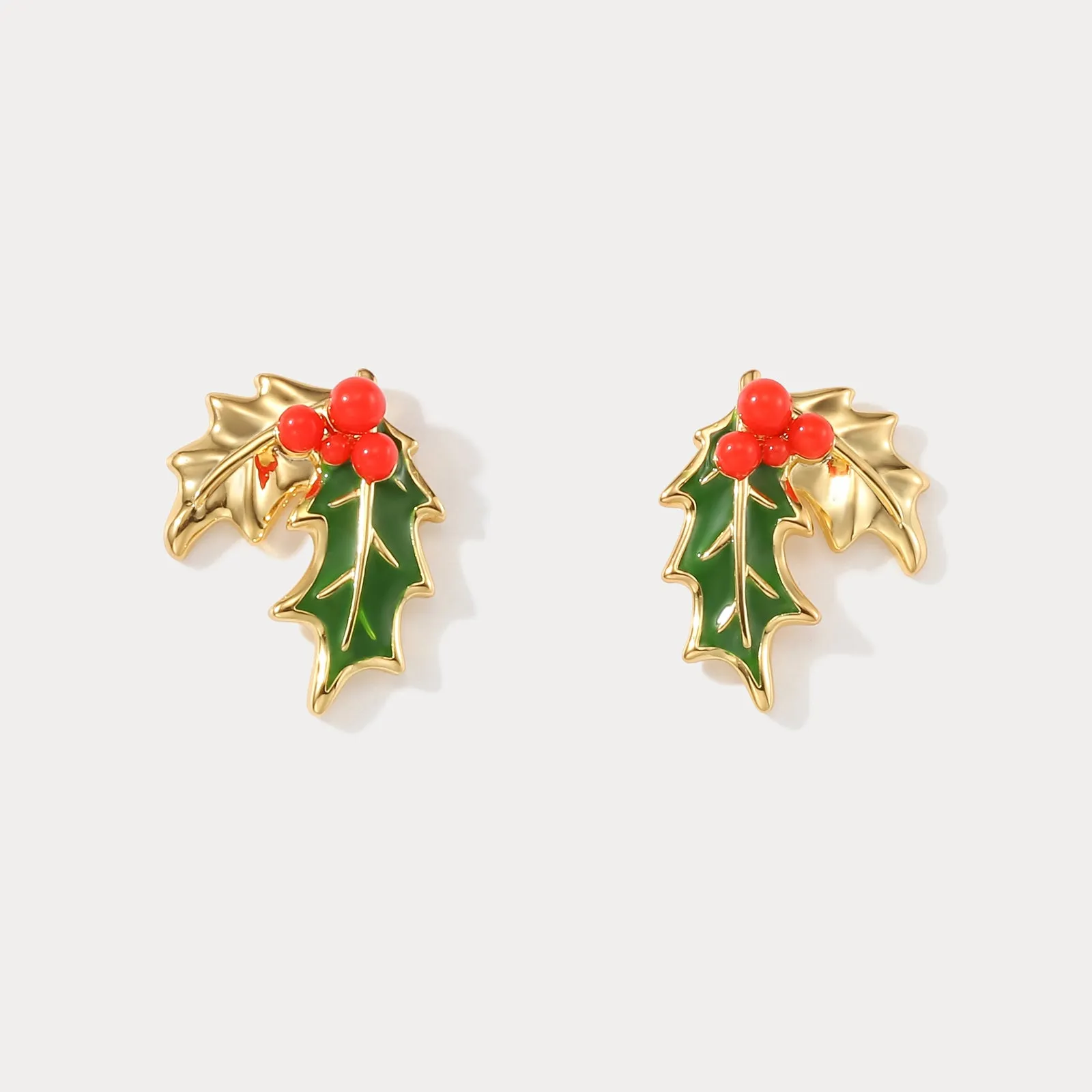 Merry Christmas Holly Earrings sold by Selenichast