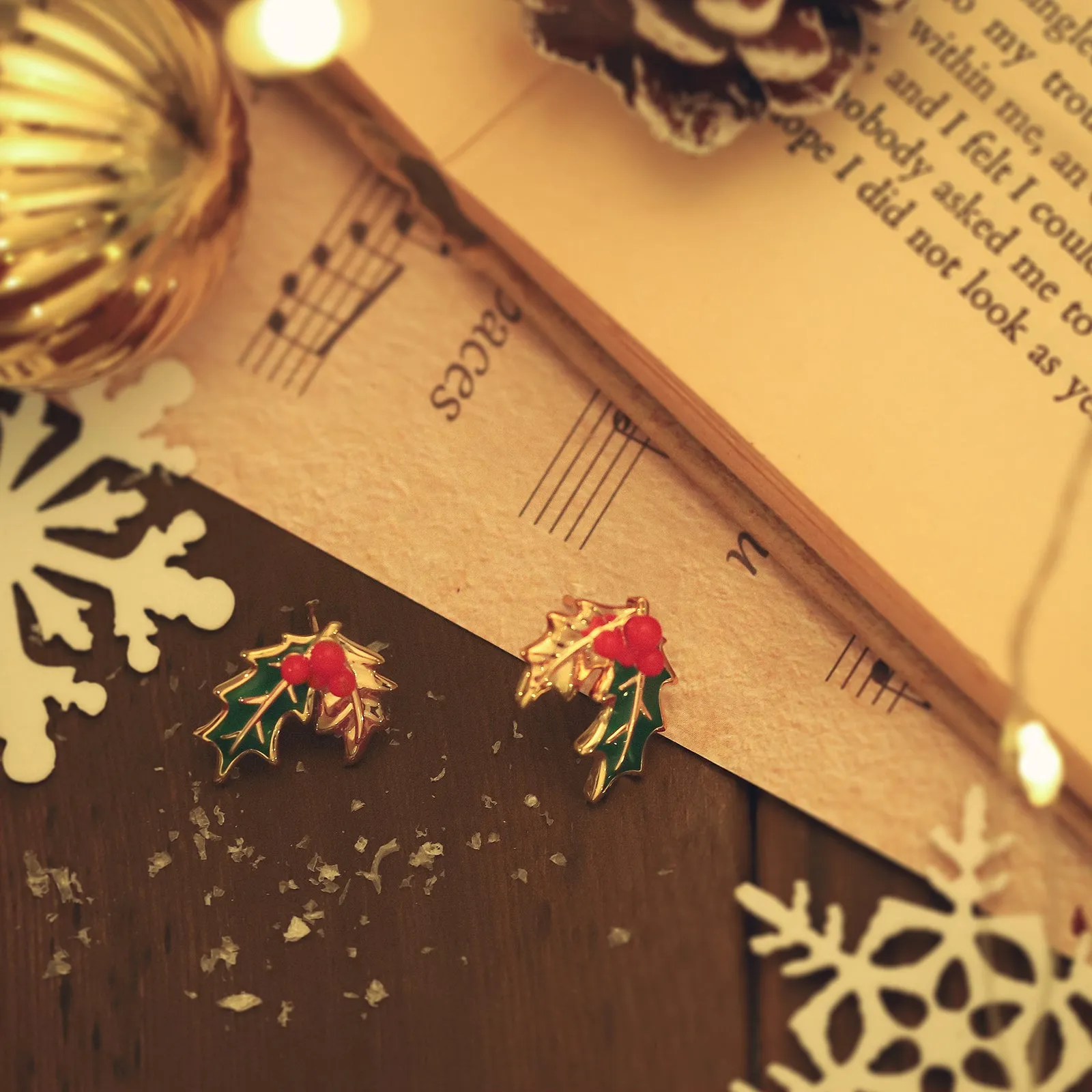 Merry Christmas Holly Earrings sold by Selenichast product image thumbnail 4