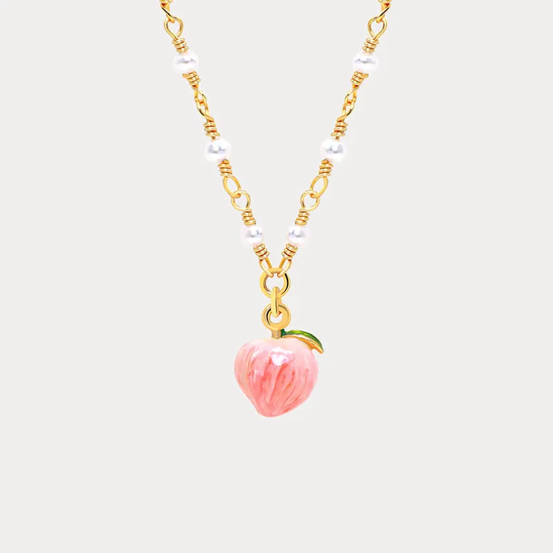 Peach Pearl Necklace sold by Selenichast