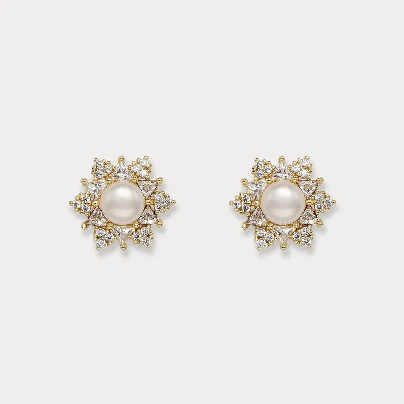 Snowflake Pearl Studs Earrings sold by Selenichast
