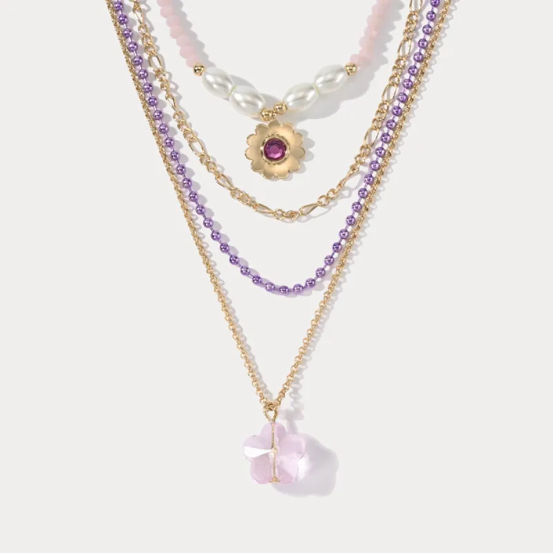 Lavender Layered Beads Necklace sold by Selenichast