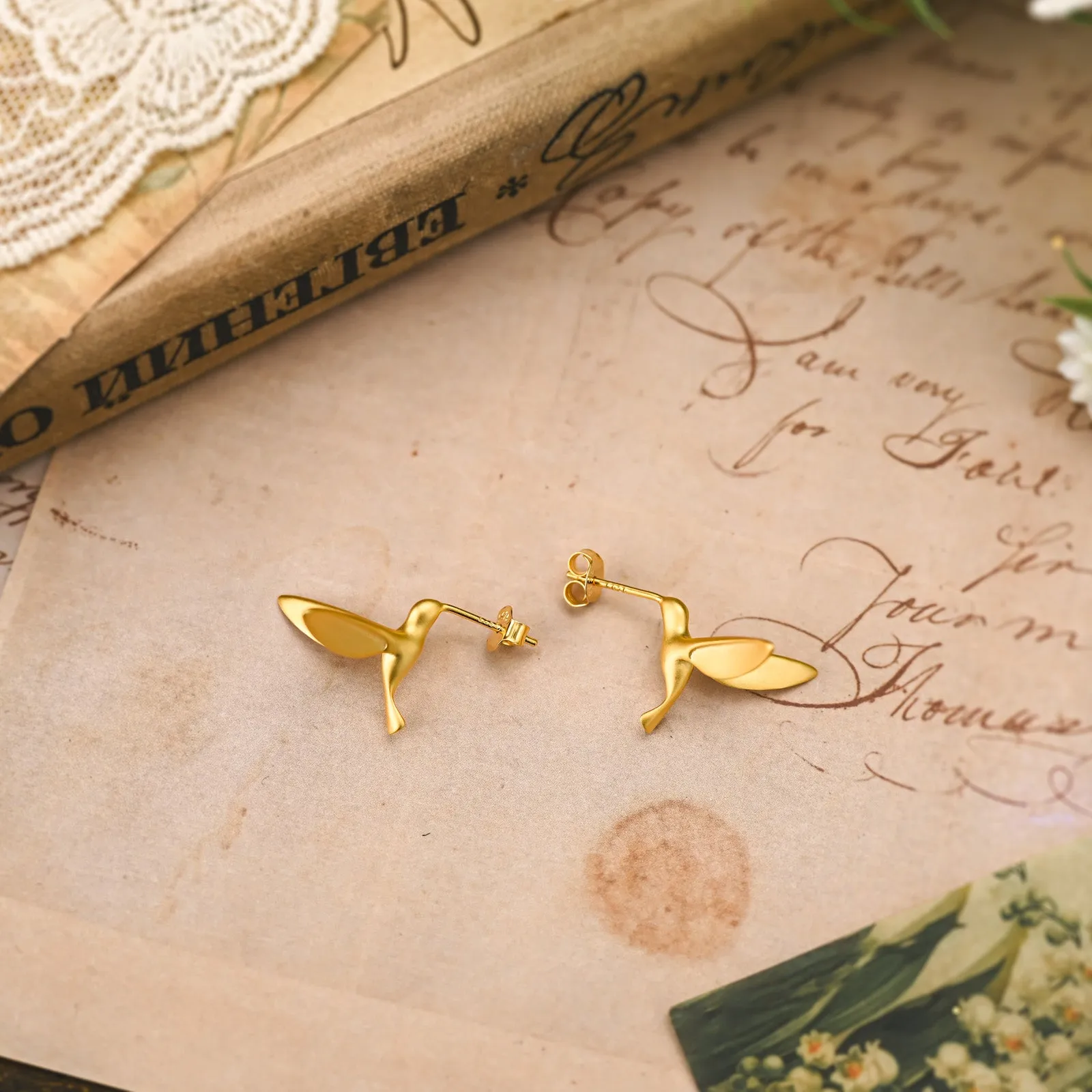 Gold Hummingbird Earrings sold by Selenichast product image thumbnail 3