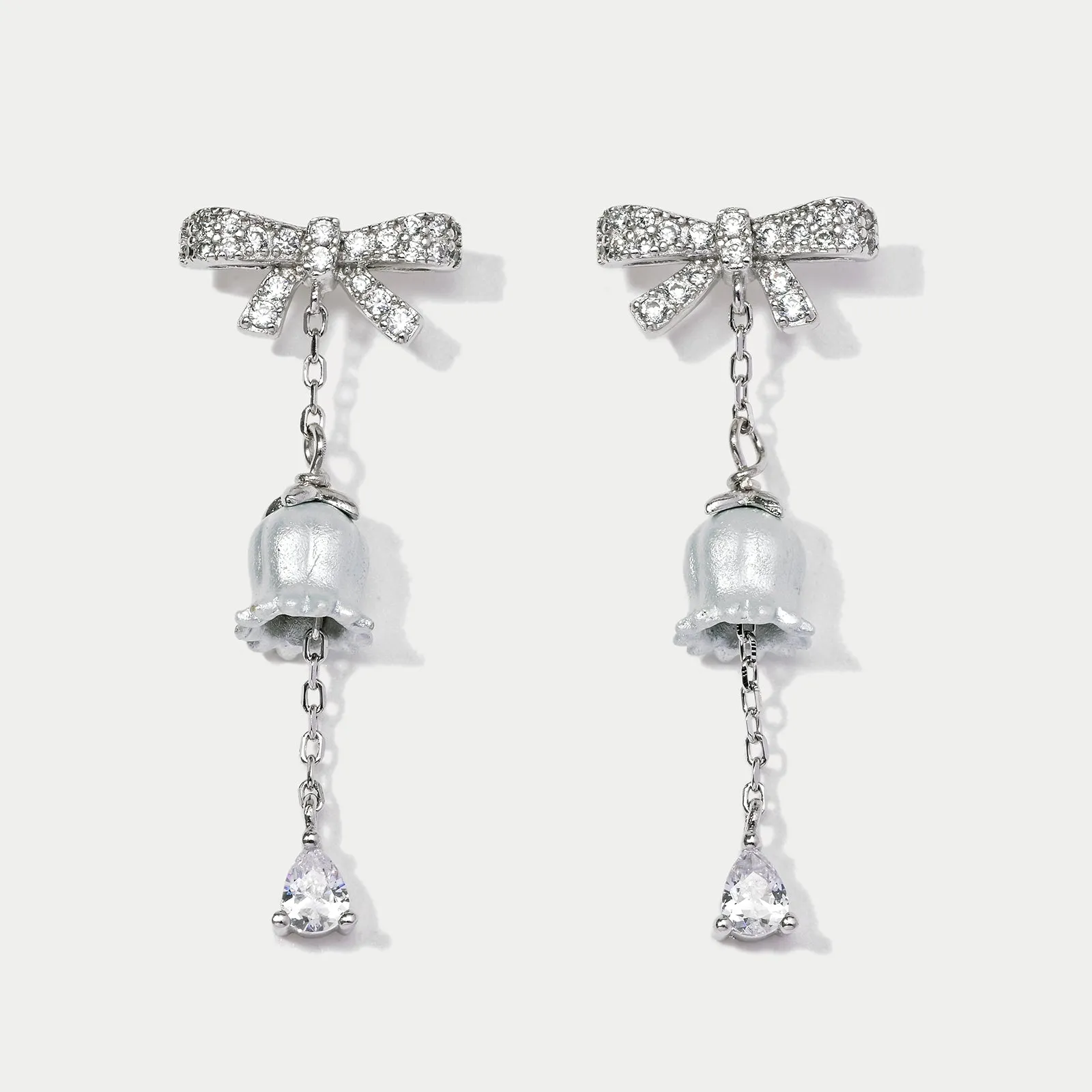 Lily Of The Valley Bow Silver Earrings sold by Selenichast product image thumbnail 2