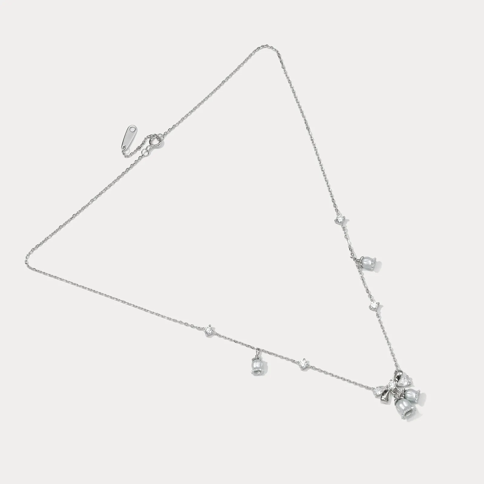 Lily Of The Valley Bow Silver Necklace sold by Selenichast product image thumbnail 4