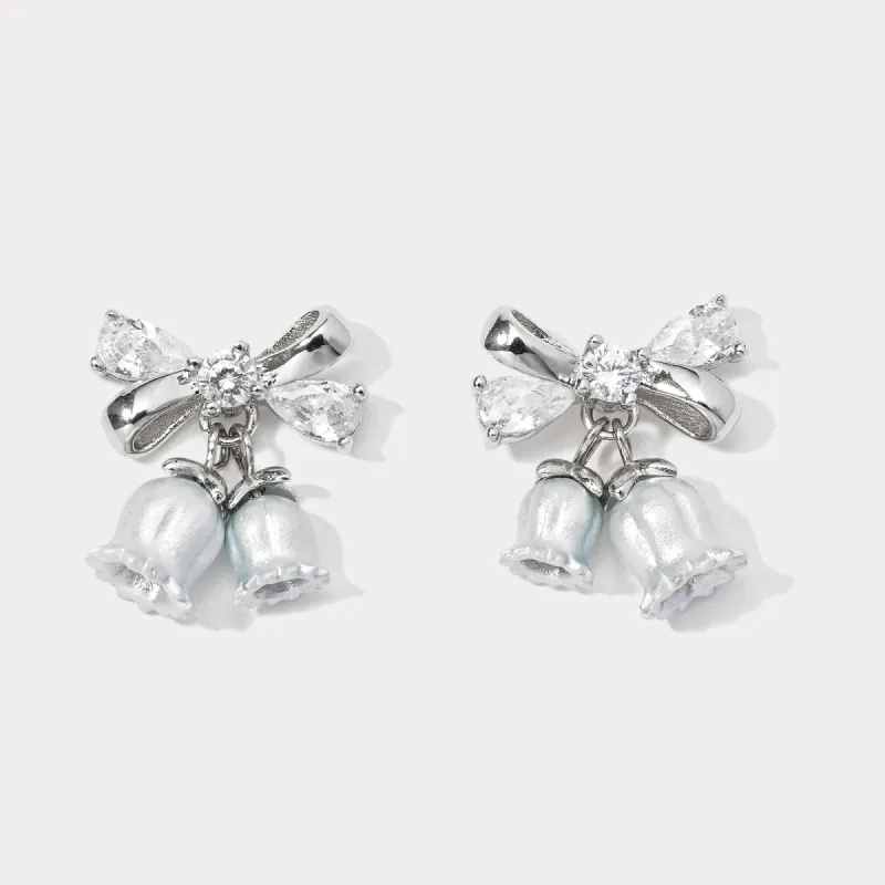 Lily Of The Valley Bow Silver Earrings sold by Selenichast