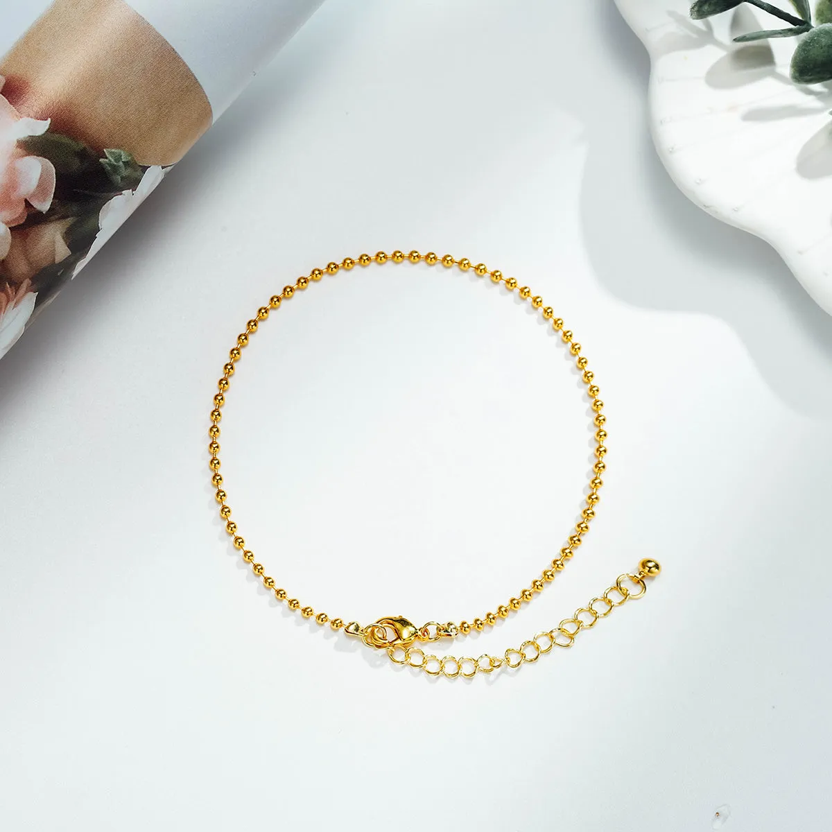 Simple Gold Little Ball Link Bracelet sold by Selenichast product image thumbnail 3