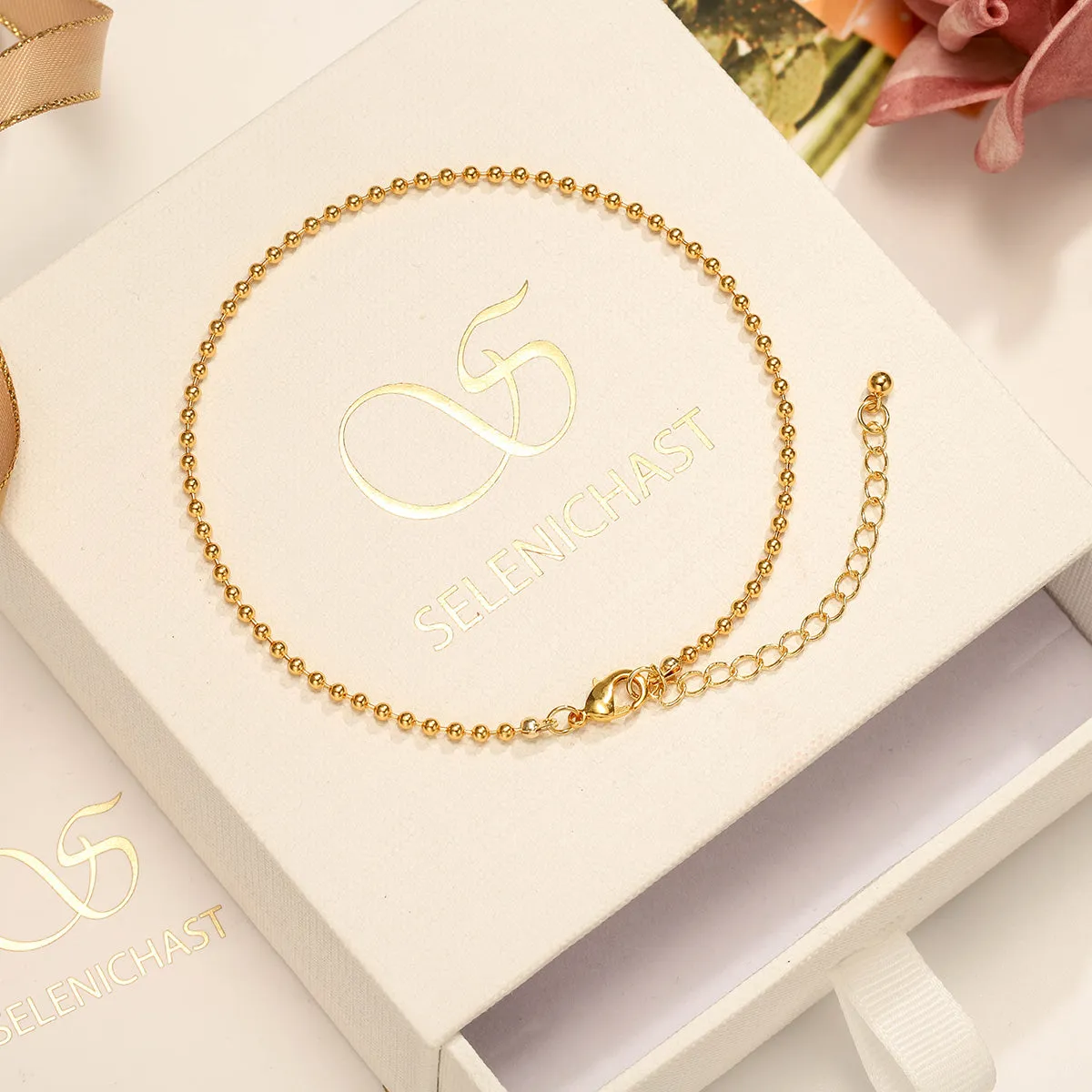 Simple Gold Little Ball Link Bracelet sold by Selenichast product image thumbnail 2
