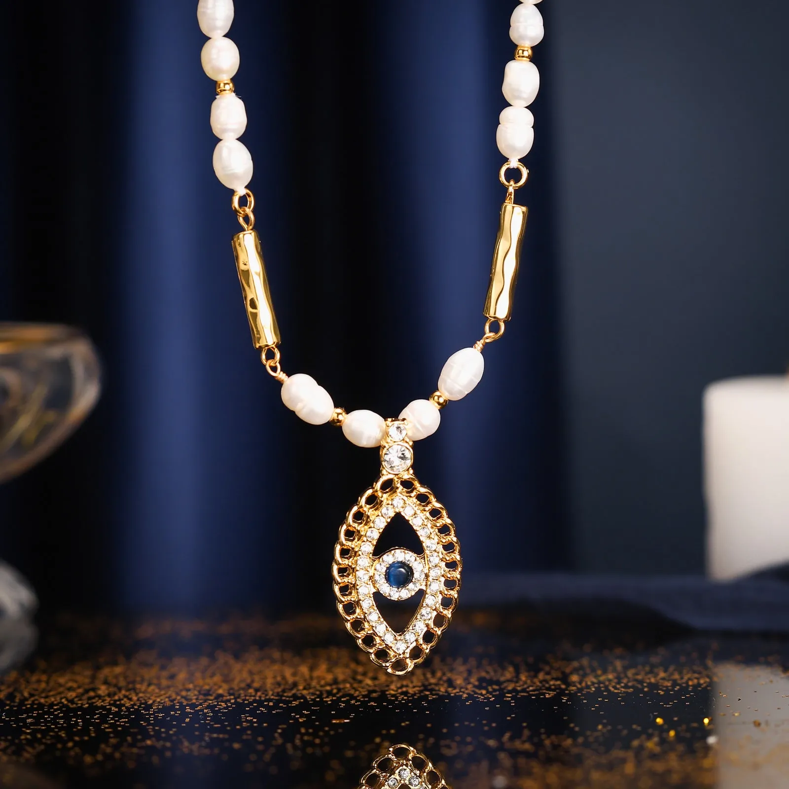 Oval Evil Eye Necklace sold by Selenichast product image thumbnail 2