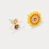 Sunflower & Bee Stud Earrings sold by Selenichast