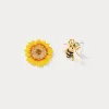 Sunflower & Bee Stud Earrings sold by Selenichast