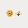 Sunflower & Bee Stud Earrings sold by Selenichast