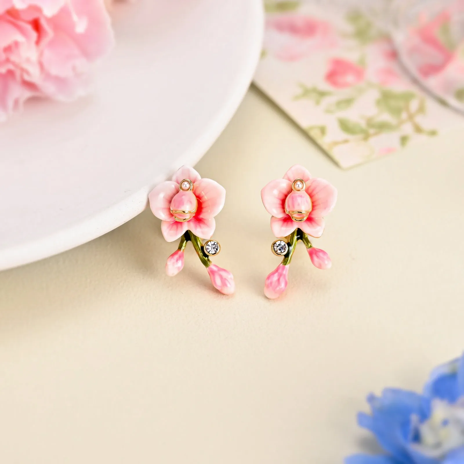Pink Orchid Earrings sold by Selenichast product image thumbnail 2