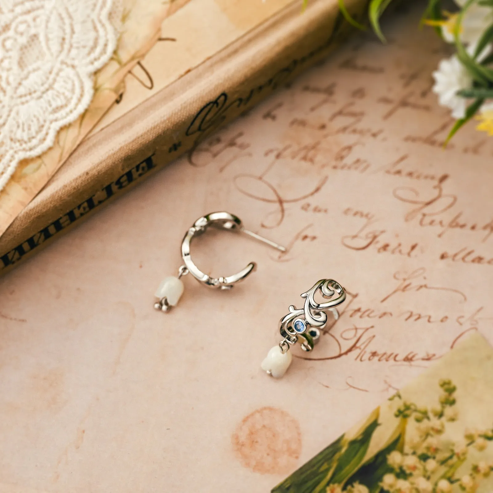 Silver Lily Of The Valley Earrings sold by Selenichast product image thumbnail 3