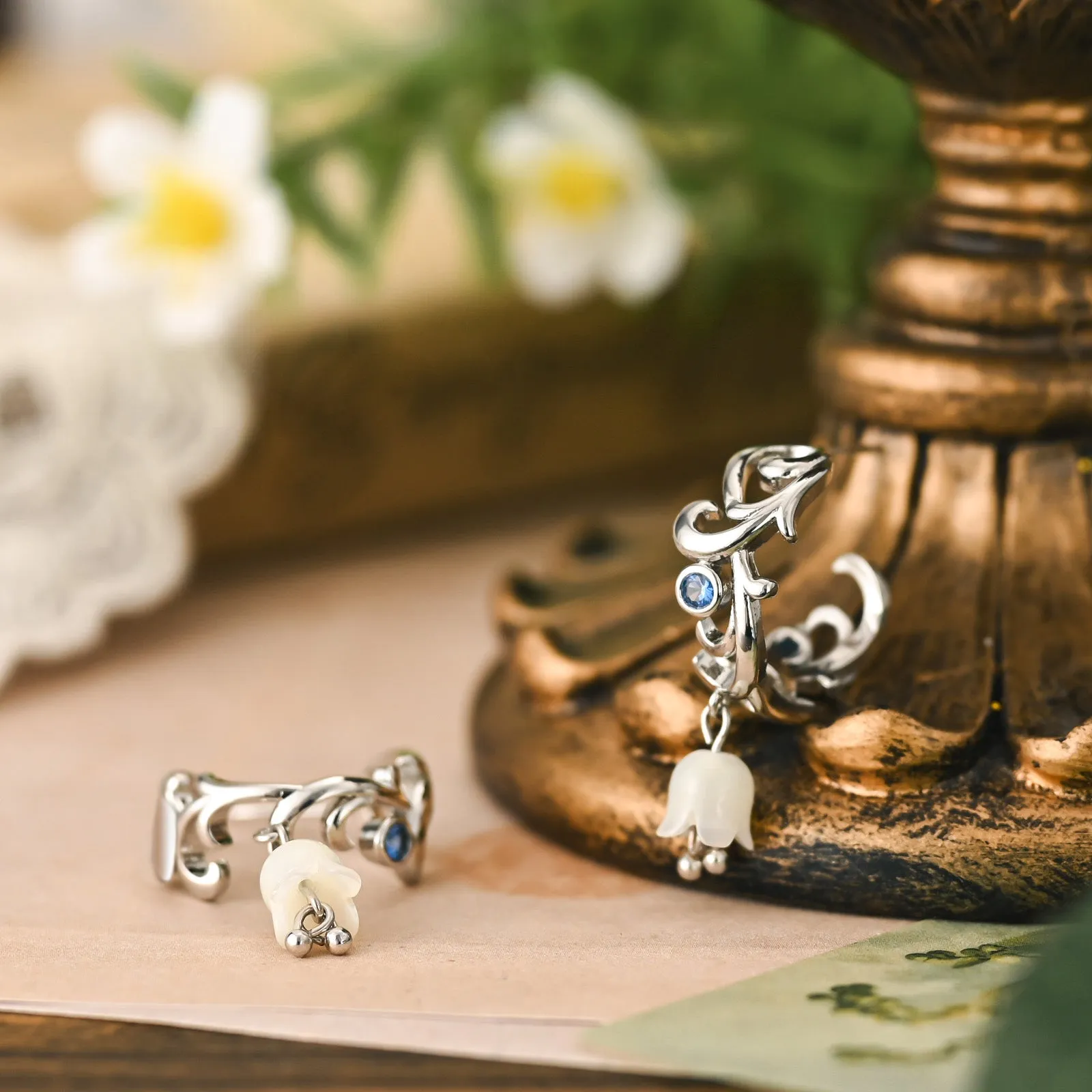 Silver Lily Of The Valley Earrings sold by Selenichast product image thumbnail 2