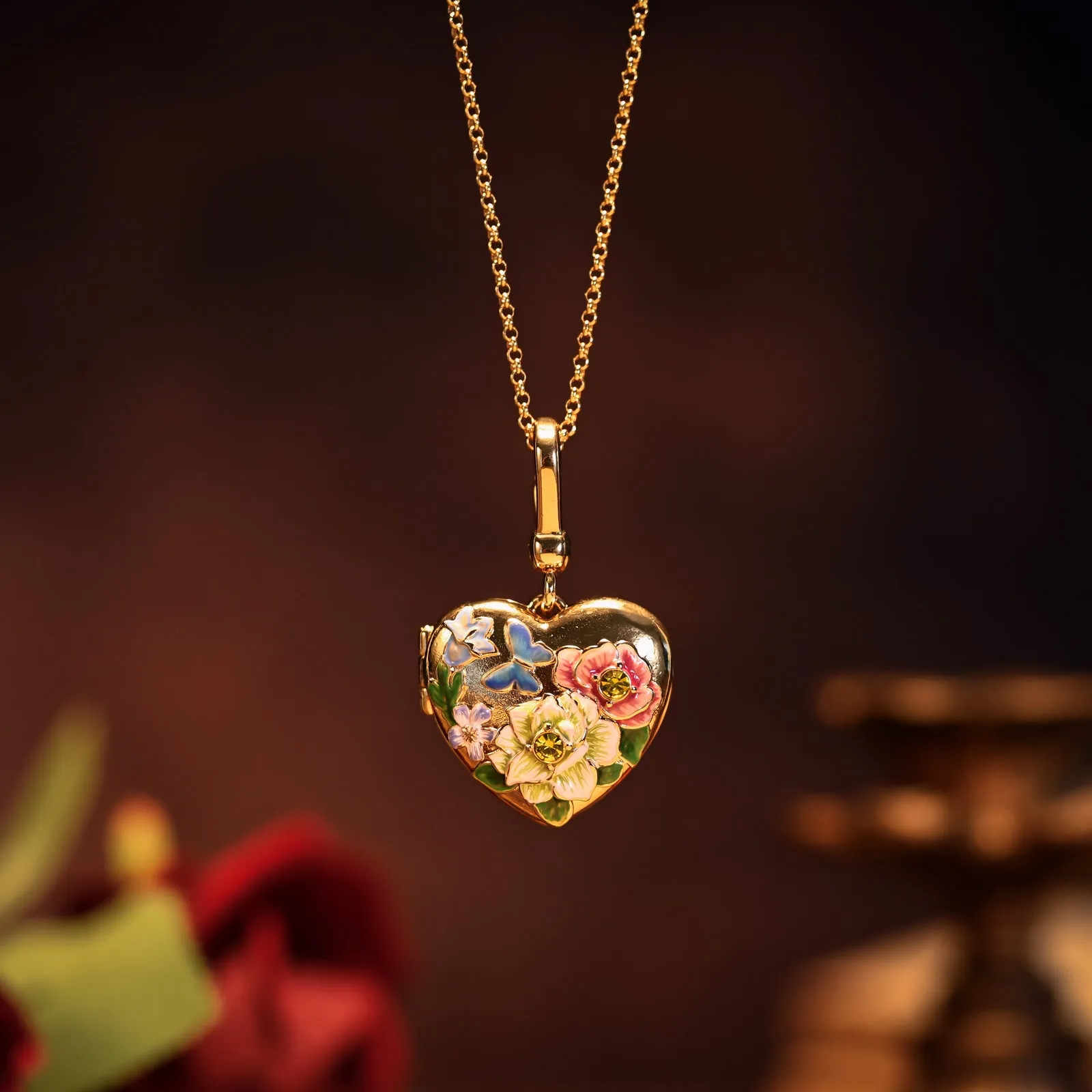 Flower Heart Shaped Locket Necklace sold by Selenichast product image thumbnail 2