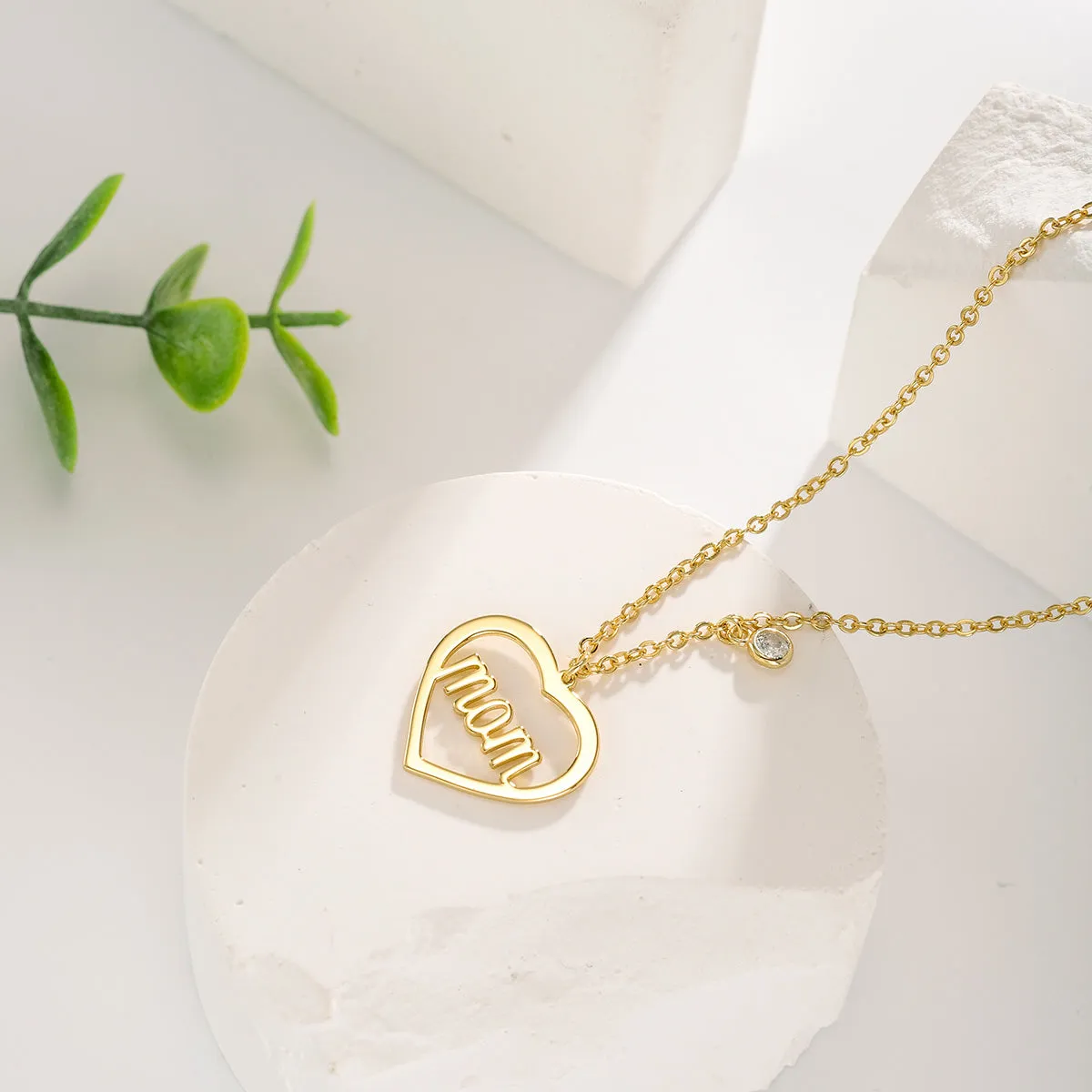 Single Diamond Love Mom Necklace sold by Selenichast product image thumbnail 5