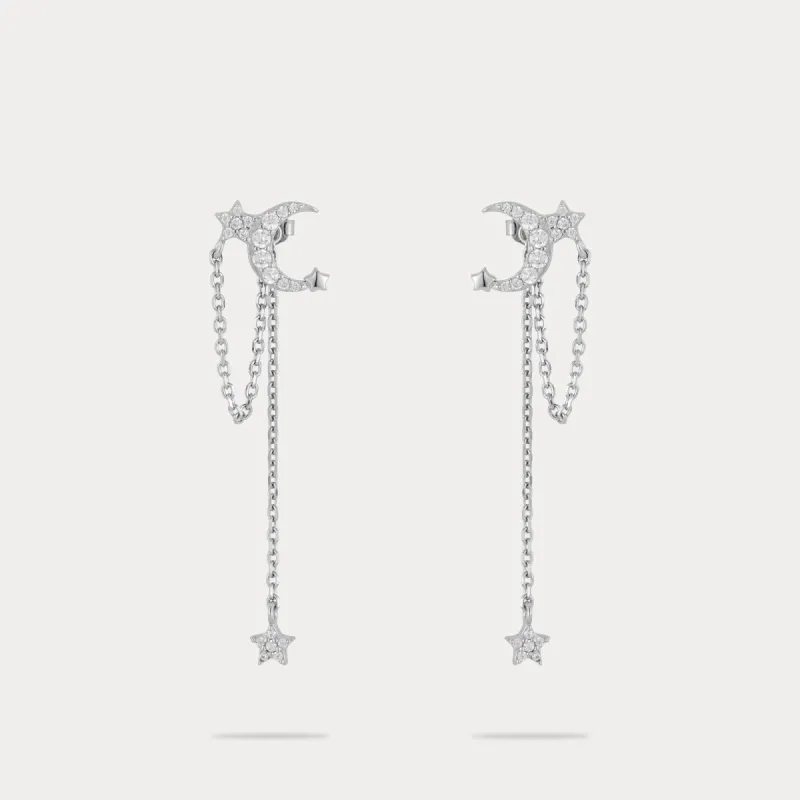 Moon and Star Drop Earrings sold by Selenichast