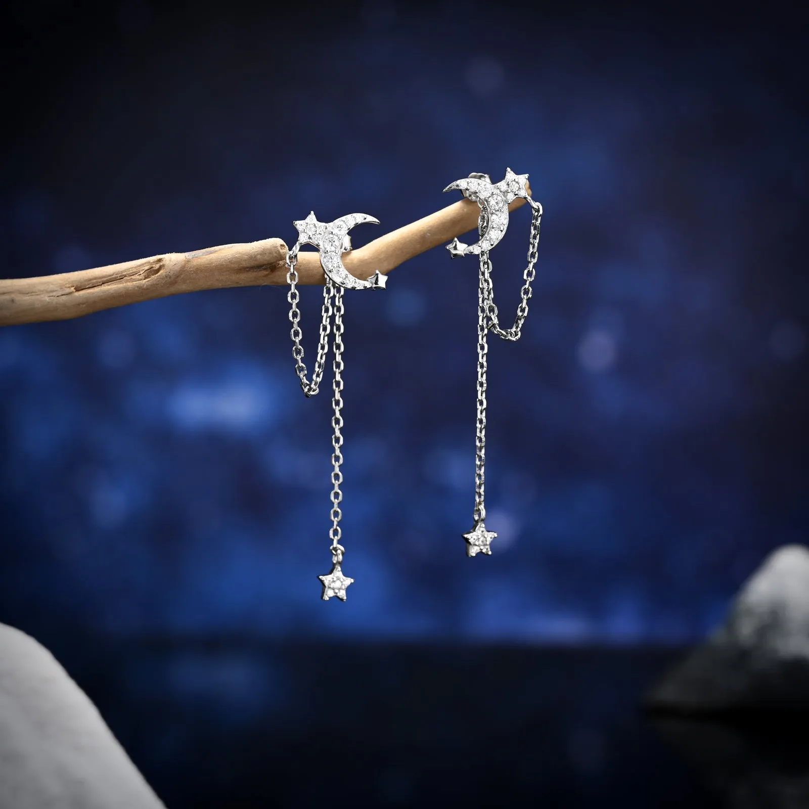 Moon and Star Drop Earrings sold by Selenichast product image thumbnail 2