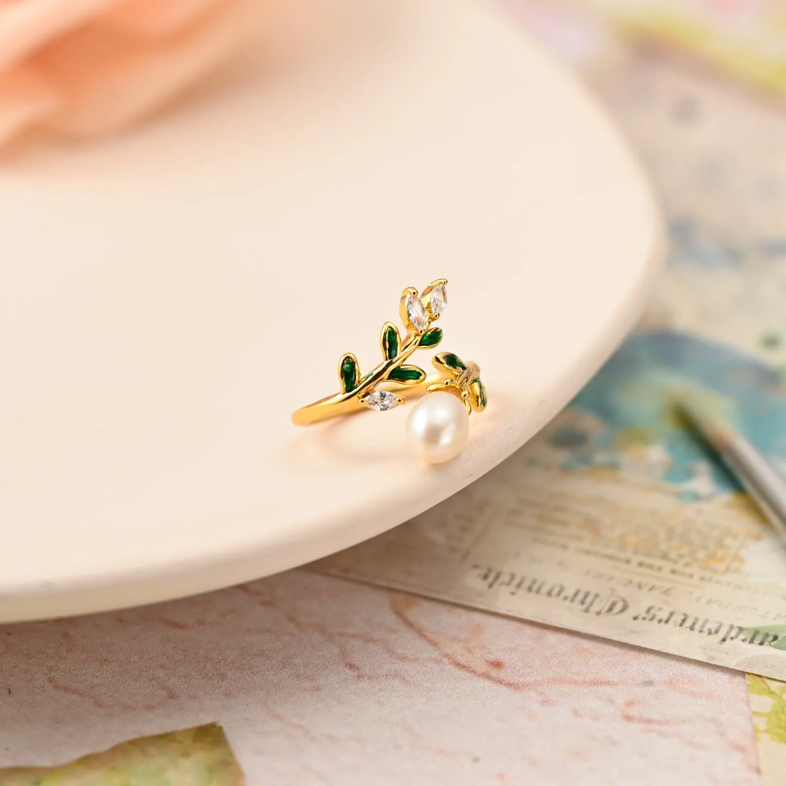 Leaf Pearl Ring sold by Selenichast product image thumbnail 3