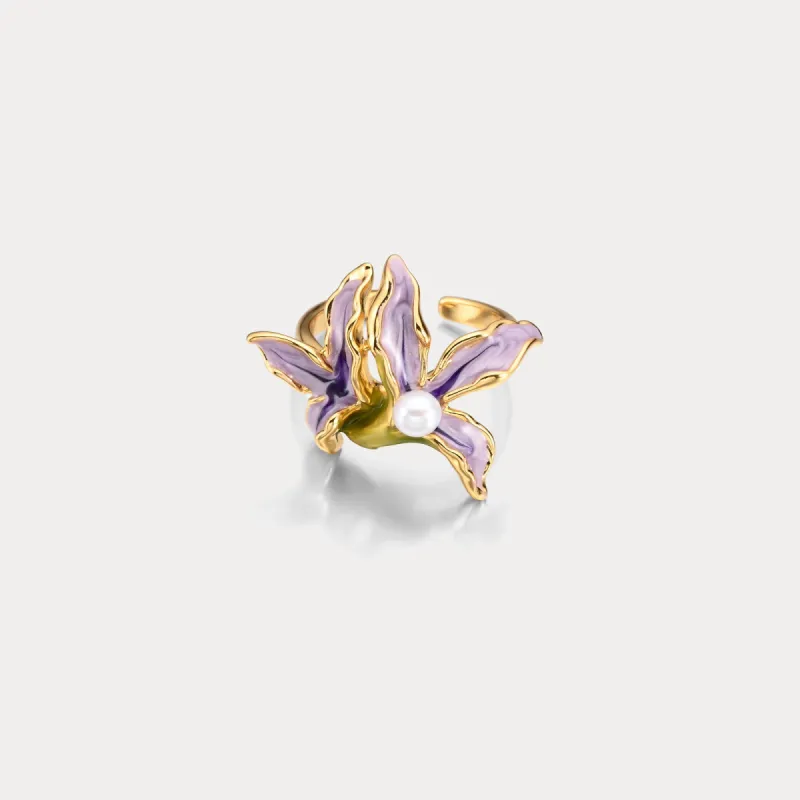 Iris Flower Pearl Ring sold by Selenichast