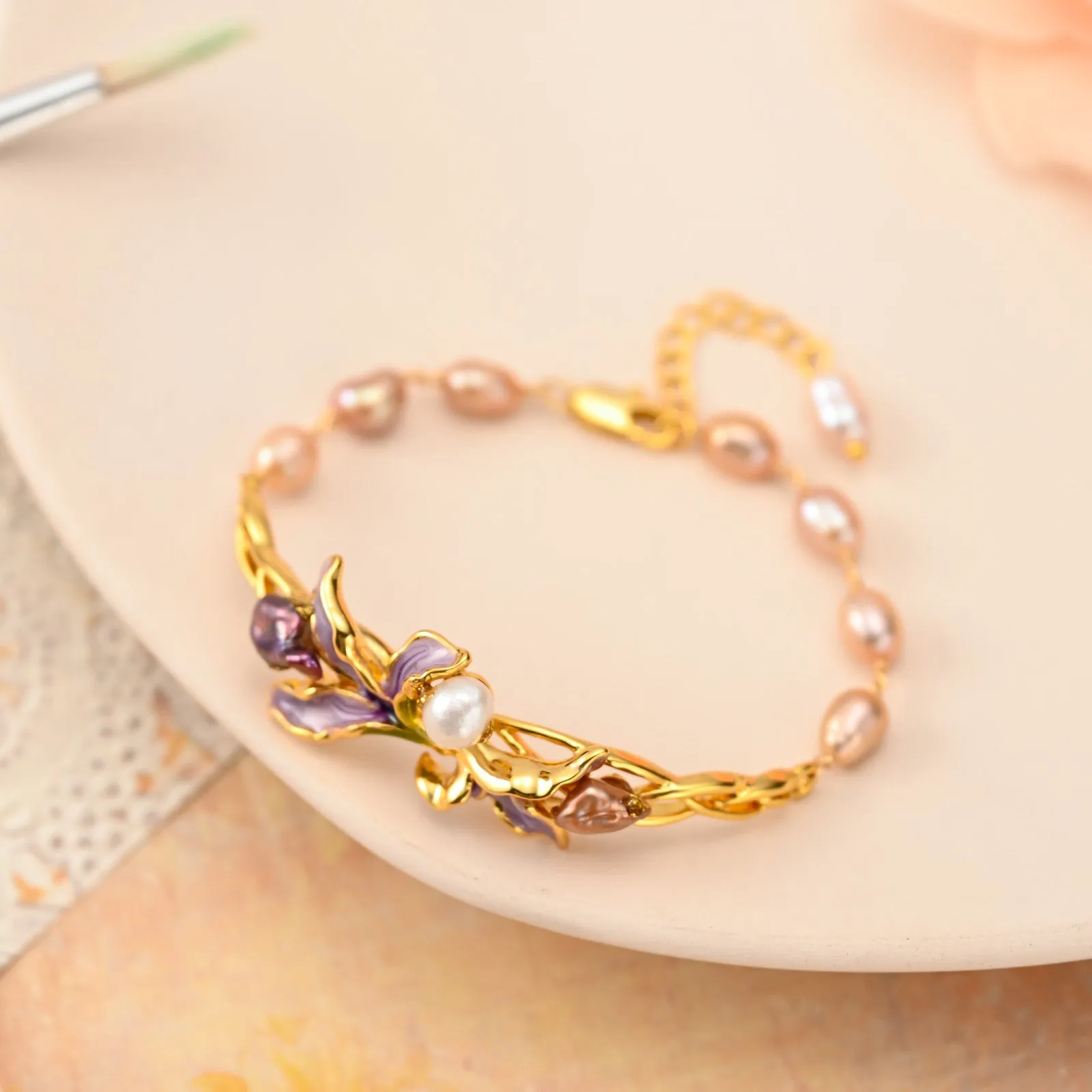 Iris Flower Pearl Bracelet sold by Selenichast product image thumbnail 2