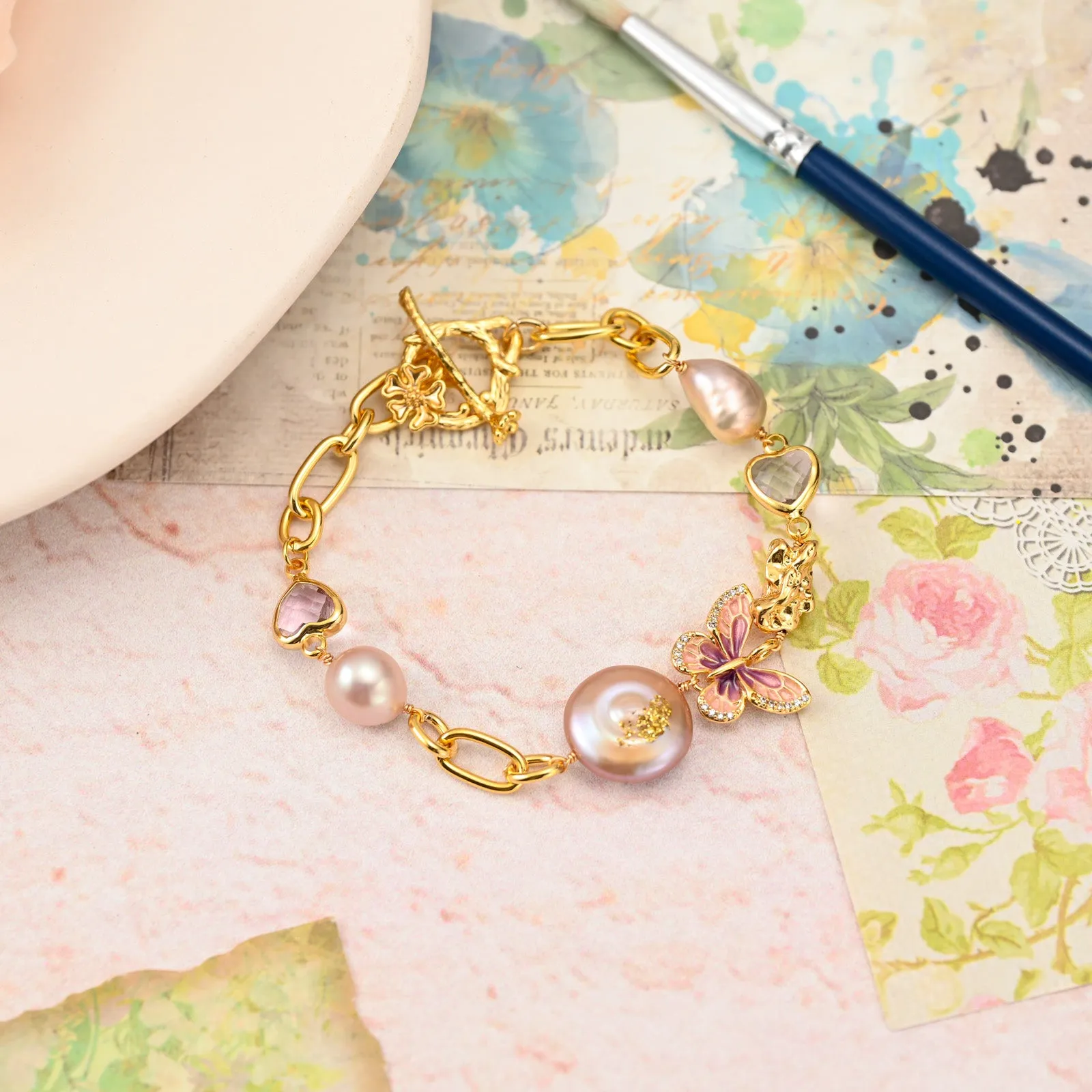 Butterfly Baroque Pearl Bracelet sold by Selenichast product image thumbnail 3