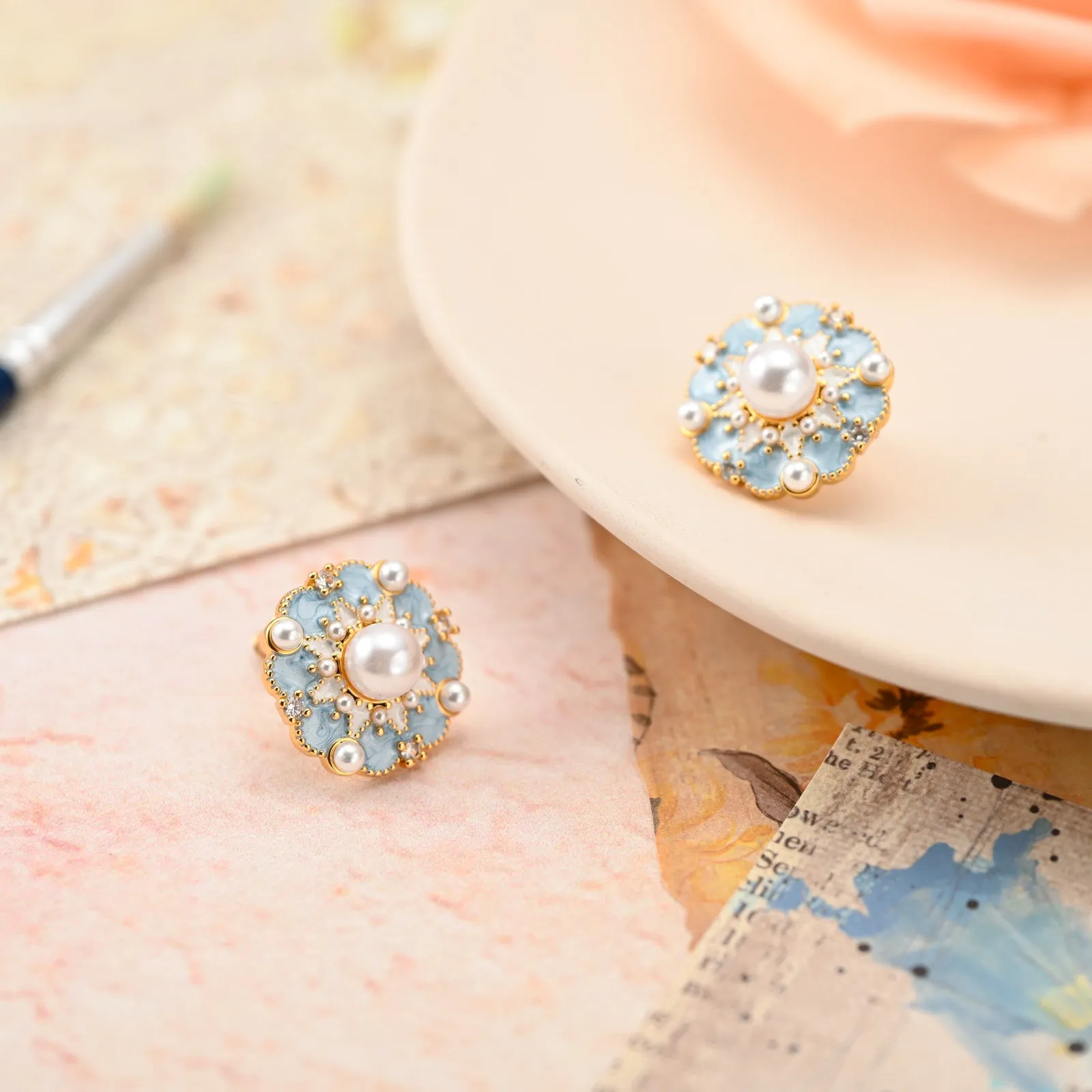 Oil Painting Pearl Earrings sold by Selenichast product image thumbnail 2