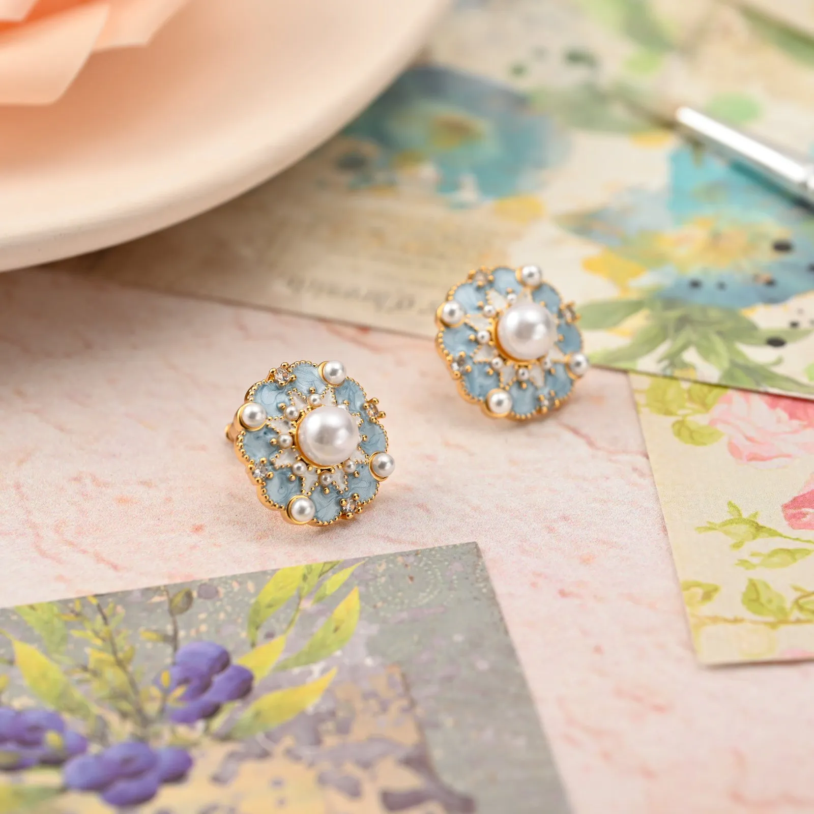 Oil Painting Pearl Earrings sold by Selenichast product image thumbnail 3