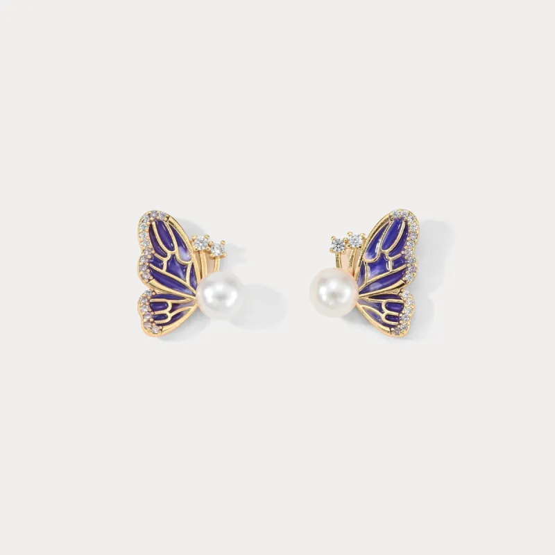 Butterfly Pearl Earrings sold by Selenichast