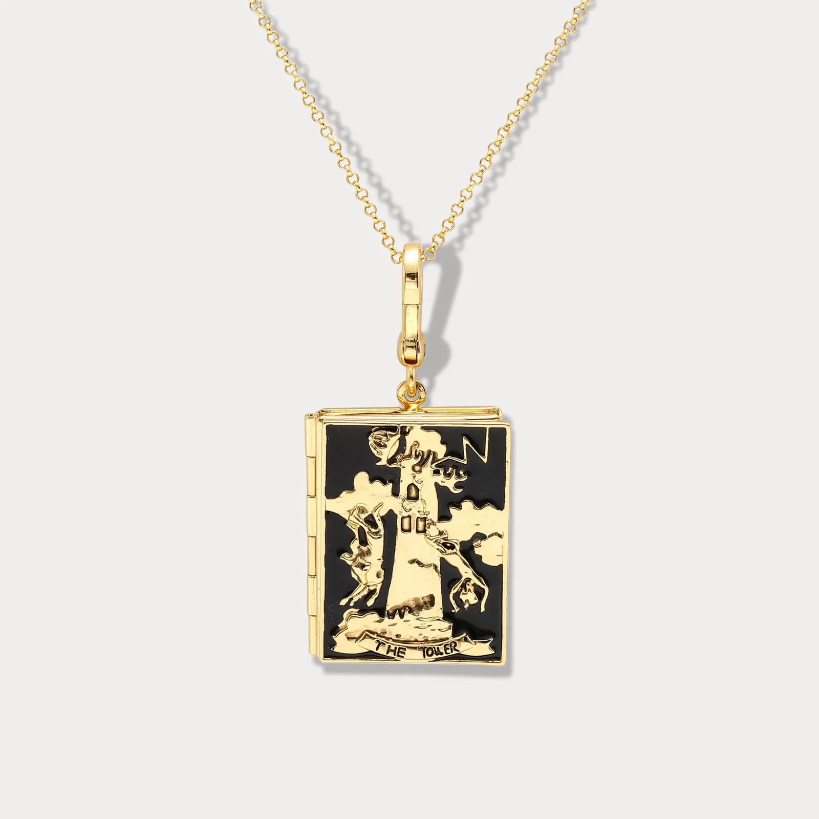 Tarot Locket Necklace-The Tower sold by Selenichast product image thumbnail 5