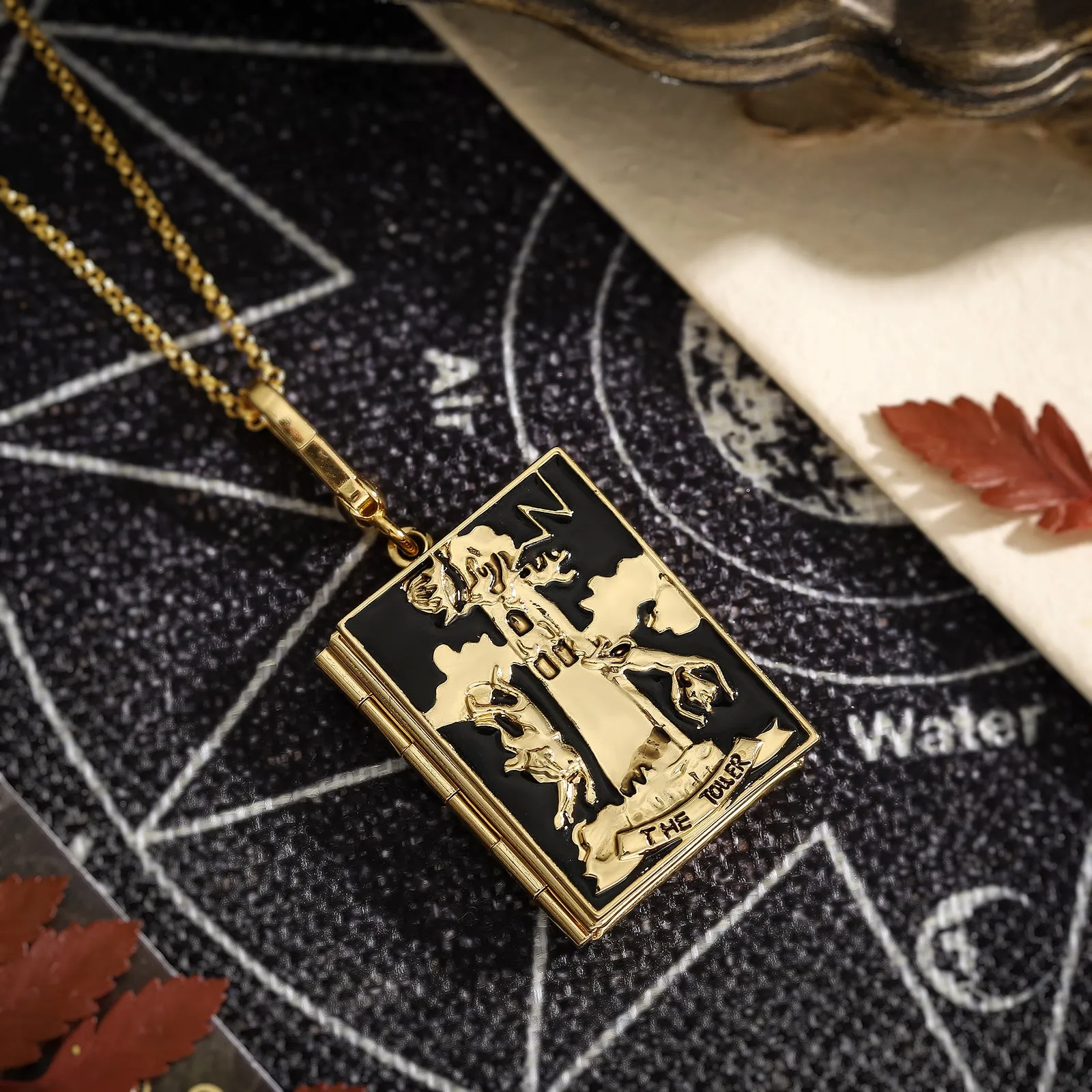 Tarot Locket Necklace-The Tower sold by Selenichast product image thumbnail 2