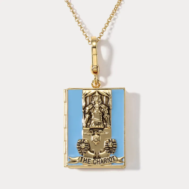 Tarot Locket Necklace-The Chariot sold by Selenichast