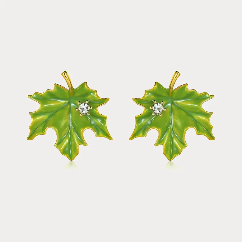Green Maple Leaf Earrings sold by Selenichast