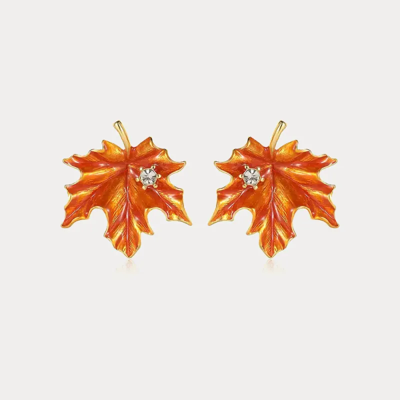 Orange Maple Leaf Earrings sold by Selenichast