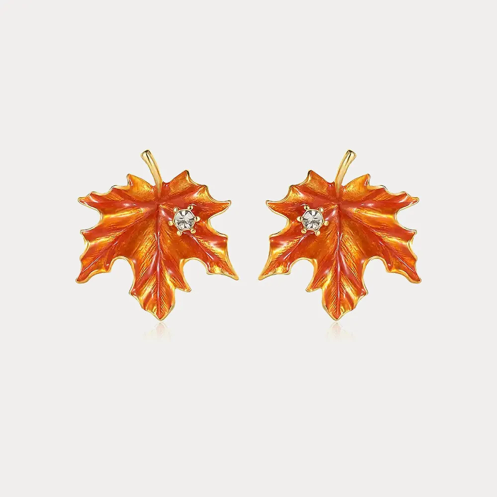 Orange Maple Leaf Earrings sold by Selenichast