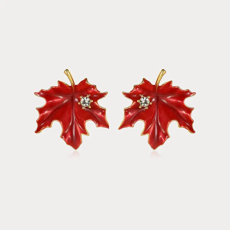 Red Maple Leaf Earrings sold by Selenichast