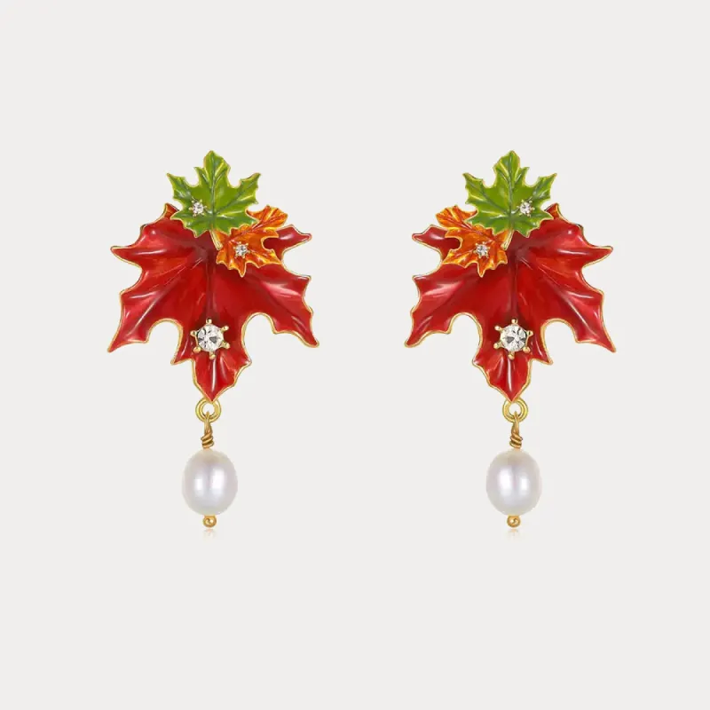 Maple Leaf Pearl Earrings sold by Selenichast