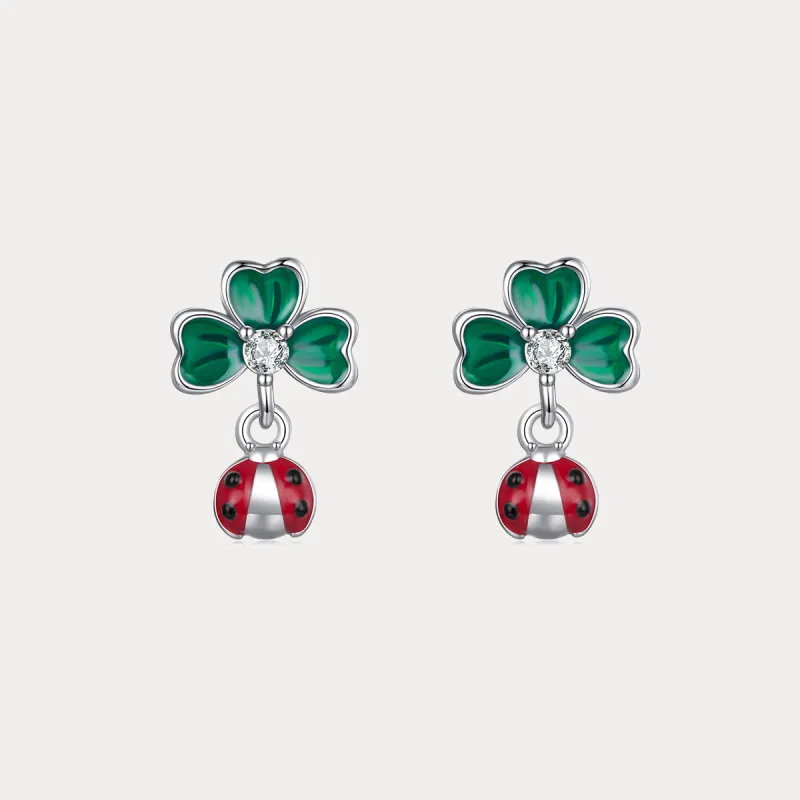 Four Leaf Clover Ladybug Earrings made by Selenichast