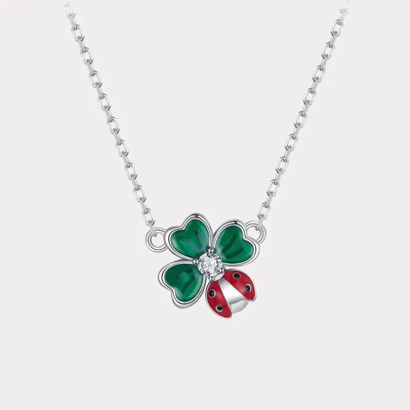 Four Leaf Clover Ladybug Necklace sold by Selenichast