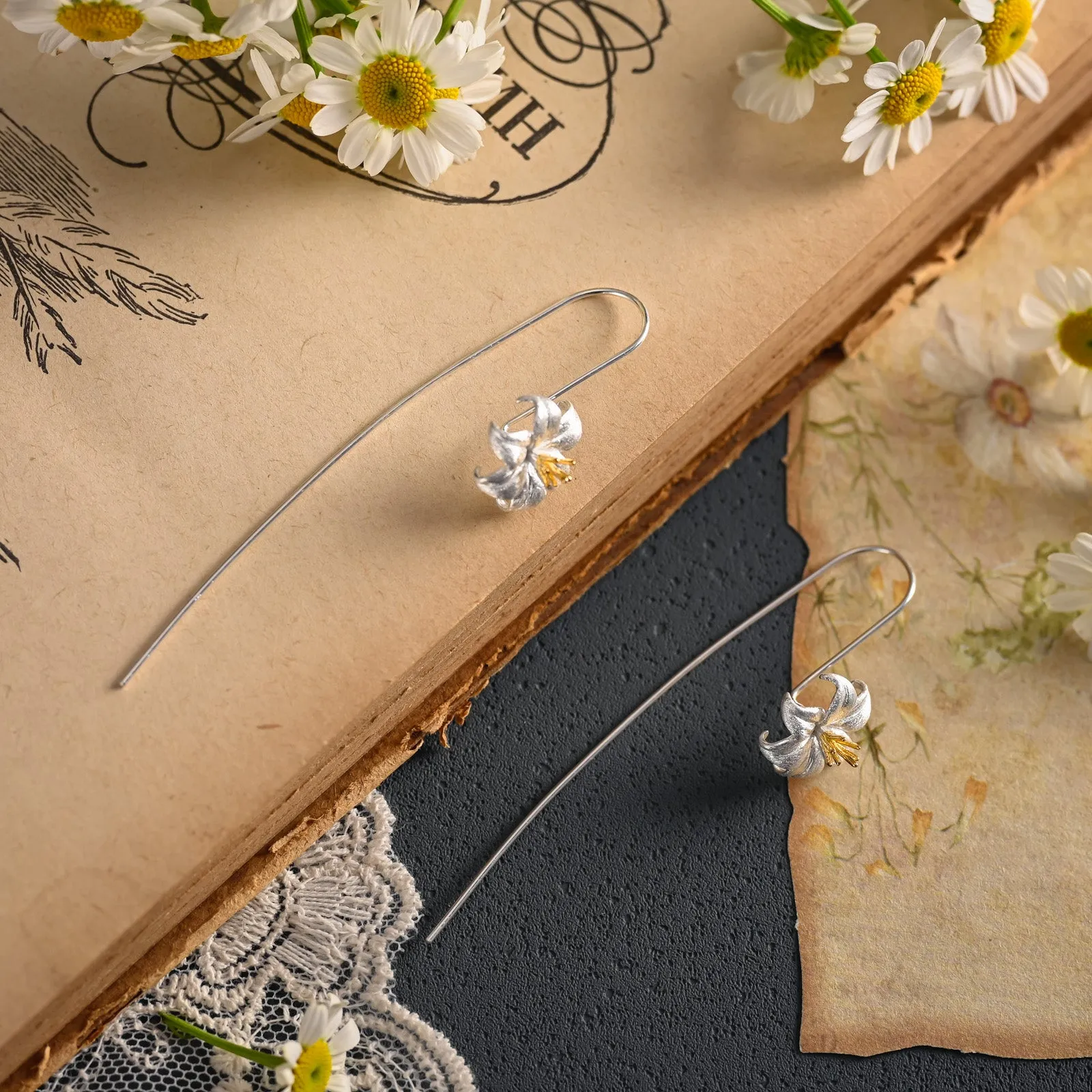 Silver Lily Earrings sold by Selenichast product image thumbnail 2