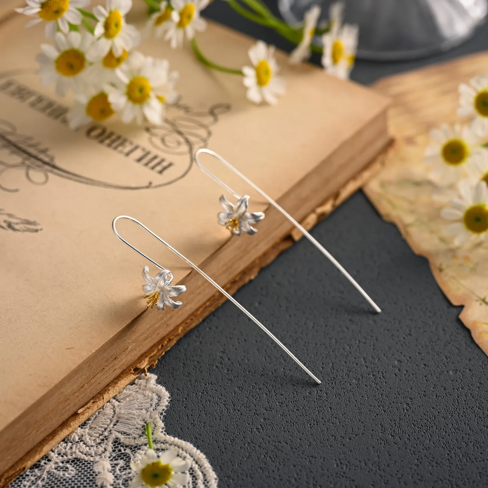 Silver Lily Earrings sold by Selenichast product image thumbnail 3