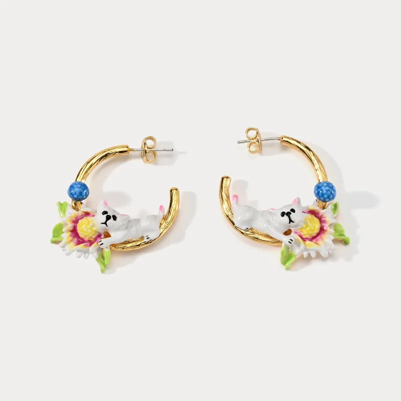 Daisy Dog C-shaped Earrings sold by Selenichast